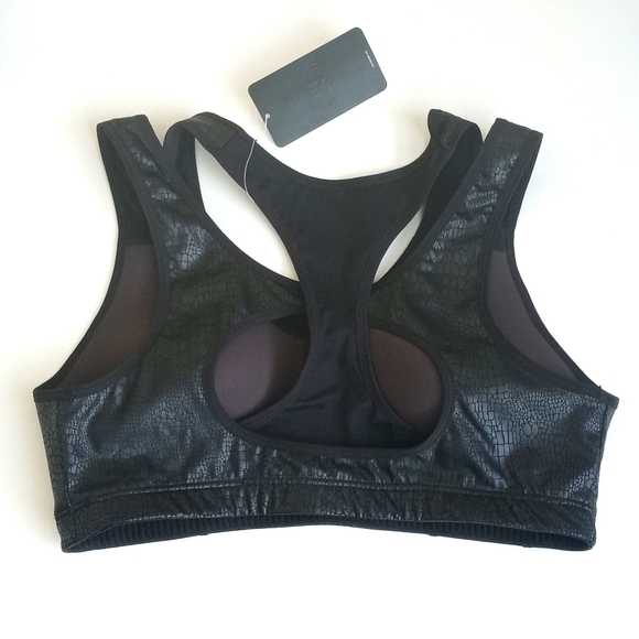 Syrokan Black Crocodile Animal Print High Impact Sports Workout Bra XL - Picture 3 of 15